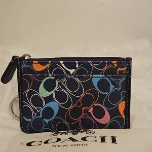 Coach Cardholder Key Ring/ Cardholder With Rainbow Cs Pattern. With Dustbag